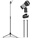 Pyle Tripod Microphone Stand, Height Adjustable from 39.37" to 66.14'', Mic Stand for Floor, Sturdy and Durable Build, Non-Slip Rubber Feet, With 5/8"