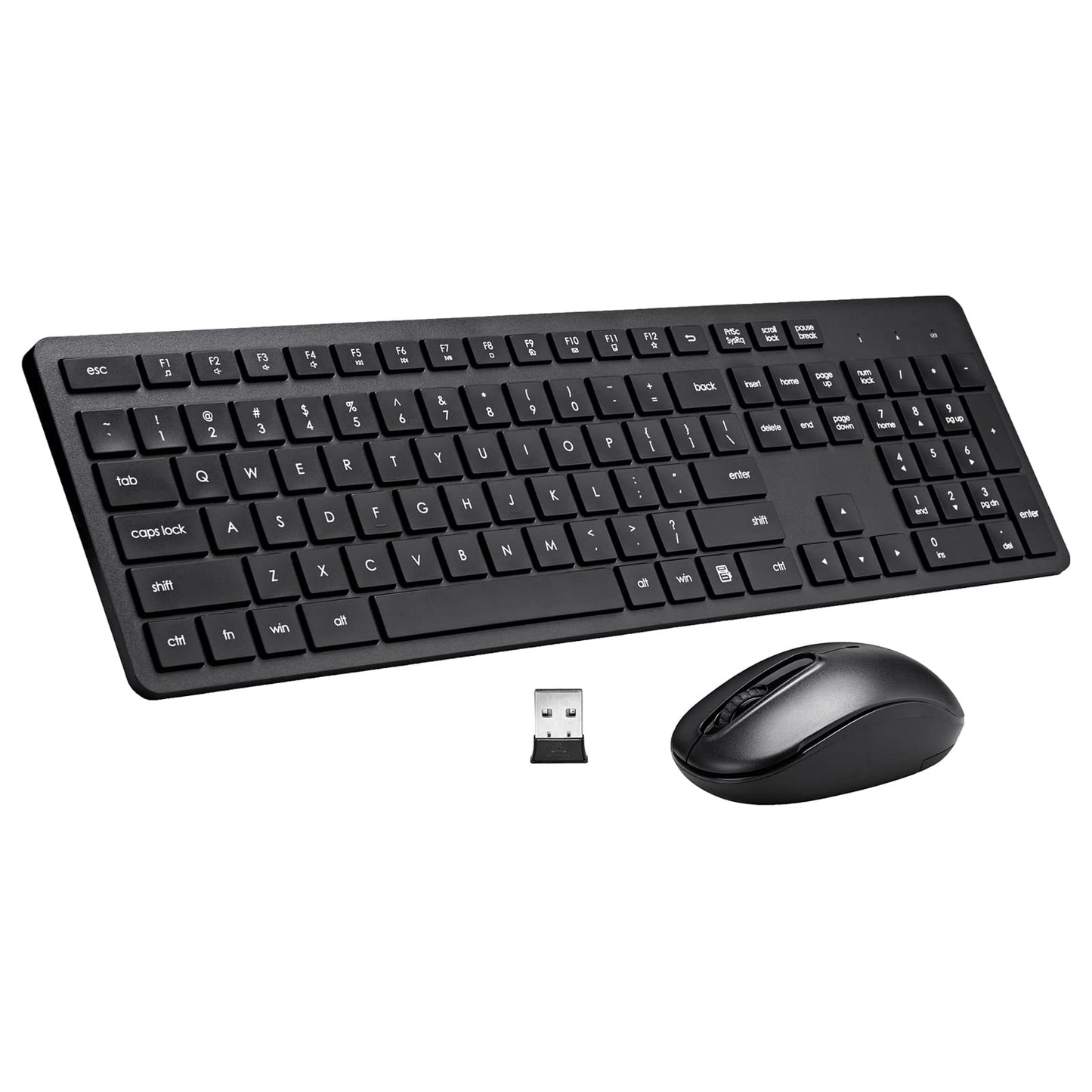 Wireless Keyboard and Mouse Combo, 2.4G Silent Cordless Keyboard Mouse Combo for Windows Chrome Laptop Computer PC Desktop, 106 Keys Full Size