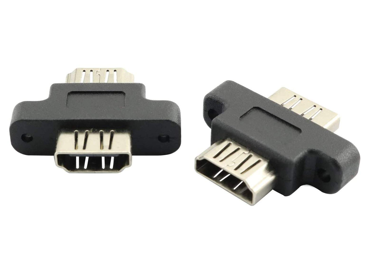 Traodin HDMI Adapter - 2PCS HDMI Female to Female Screw Lock Panel Mount Extension Extender Coupler (with Ears)
