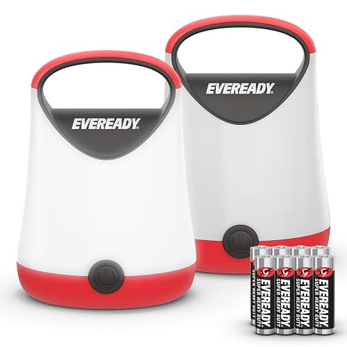 Eveready LED Camping Lantern X-250 (2-Pack), Super Bright Tent Lights, Rugged Water Resistant LED Lanterns, 100 Hour Run-time (Batteries Included)