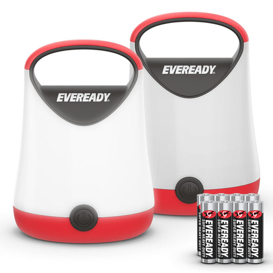 Eveready LED Camping Lantern X-250 (2-Pack), Super Bright Tent Lights, Rugged Water Resistant LED Lanterns, 100 Hour Run-time (Batteries Included)