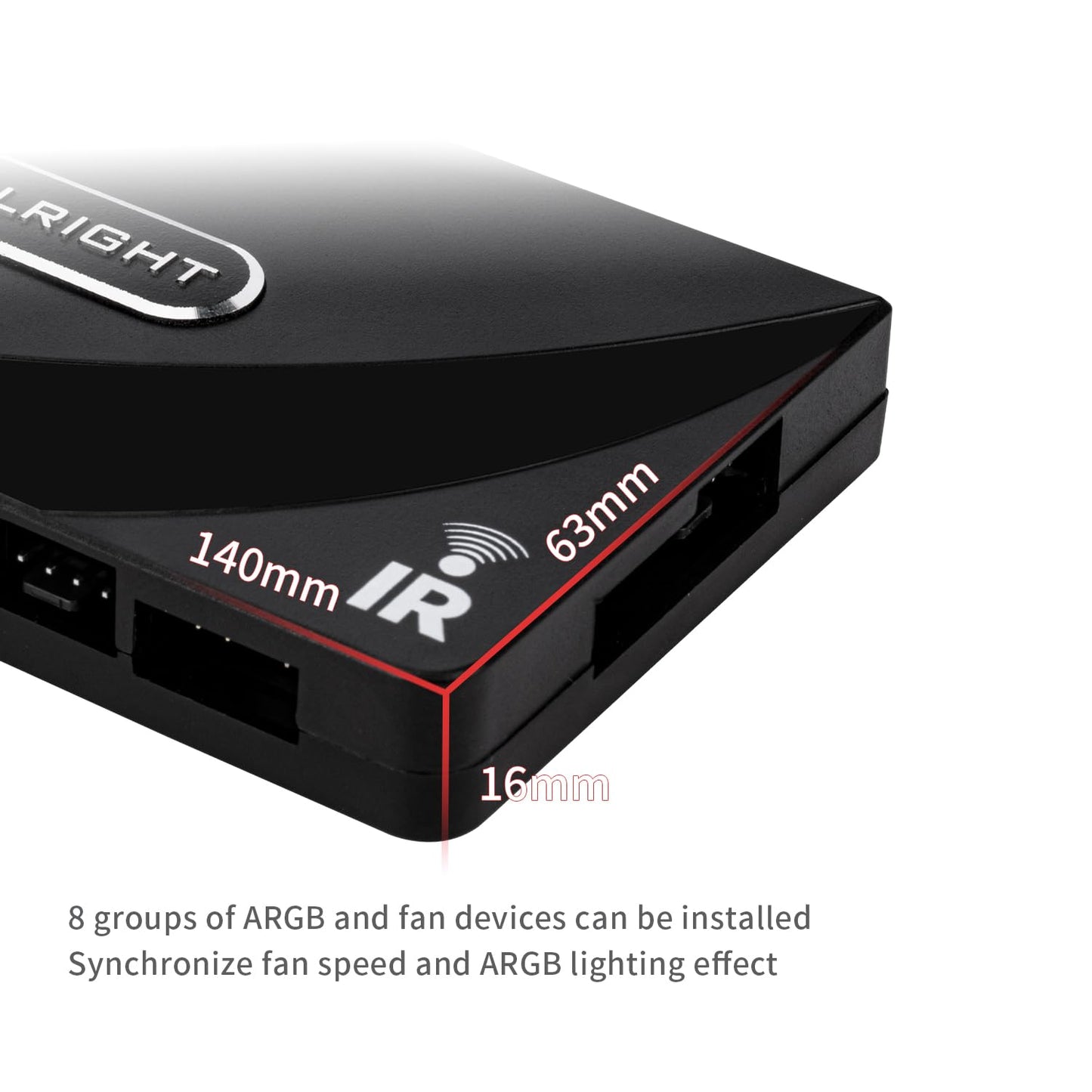 Thermalright ARGB and Fan HUB X8 IR Black Hub Controller Support 8 Groups of CPU Fans,3Pin PC ARGB Controller and 4Pin PWM Fan,with LED Remote