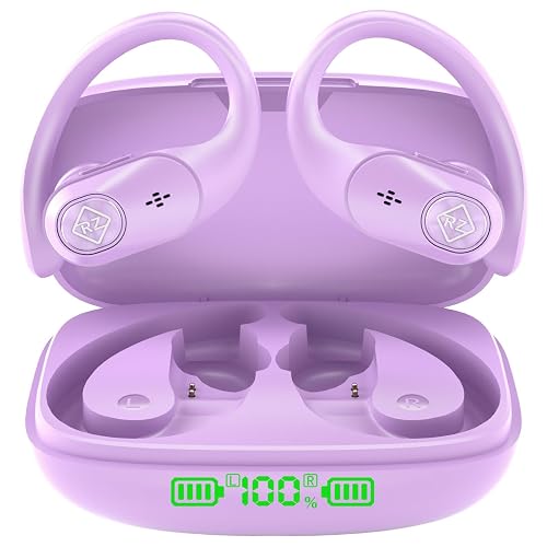 Wireless Earbuds Bluetooth Headphones 96H Playtime LED Display Waterproof Built in Mic Deep Bass Sound Secure Over Ear buds Earhooks for iPhone