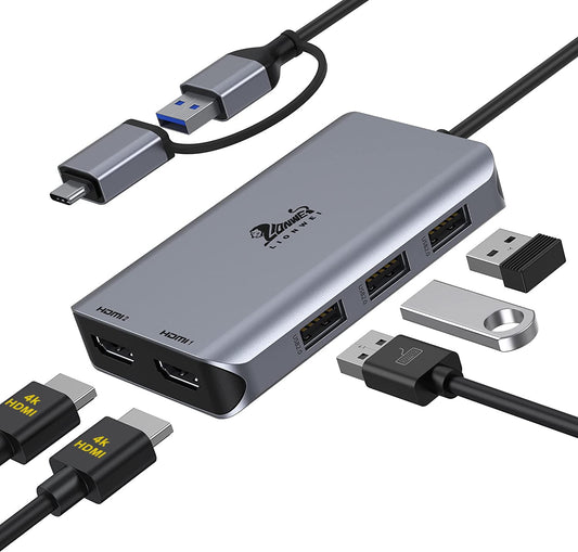 LIONWEI USB 3.0 to Dual HDMI Docking Station for MacBook (Driver Needed)