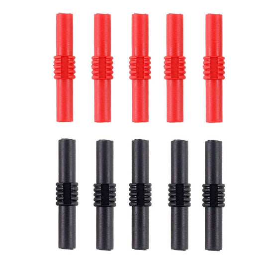 Eledabra Red and Black Insulated 4mm Banana Jack Female to Female Banana Socket Connectors Coupler for 4MM Banana Plug Extension Adapters 10Pcs