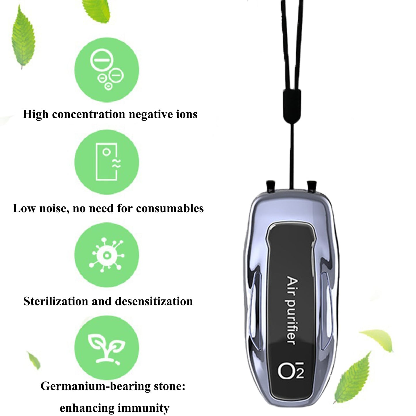 HAIEGACR S25 Pro Max Personal Air Purifier Necklace - Rechargeable Wearable Air Cleaner for Travel, Office & Everyday Use - 2000 Million Ions, Silent