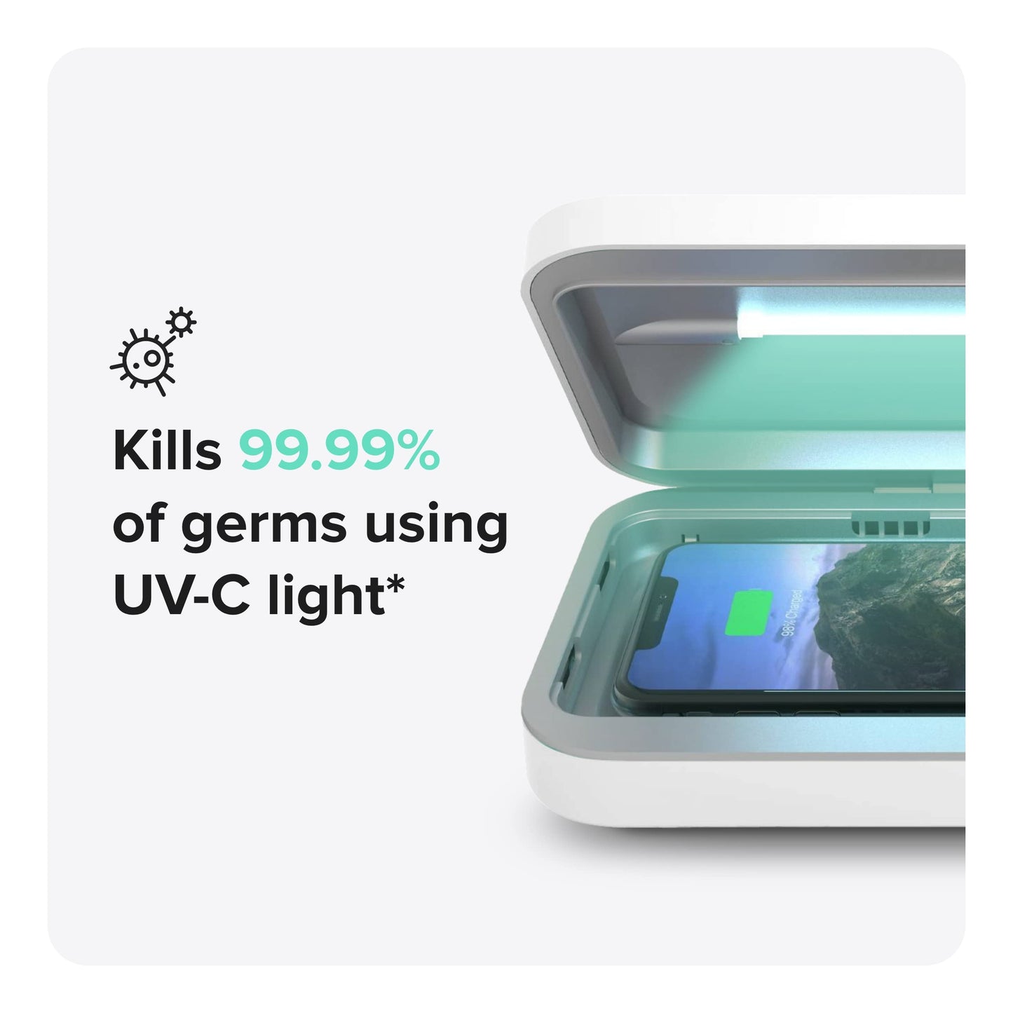 PhoneSoap 3 UV Cell Phone Sanitizer & Dual Universal Cell Phone Charger Box | Patented & Clinically Proven 360-Degree UV-C Light Sanitizer |