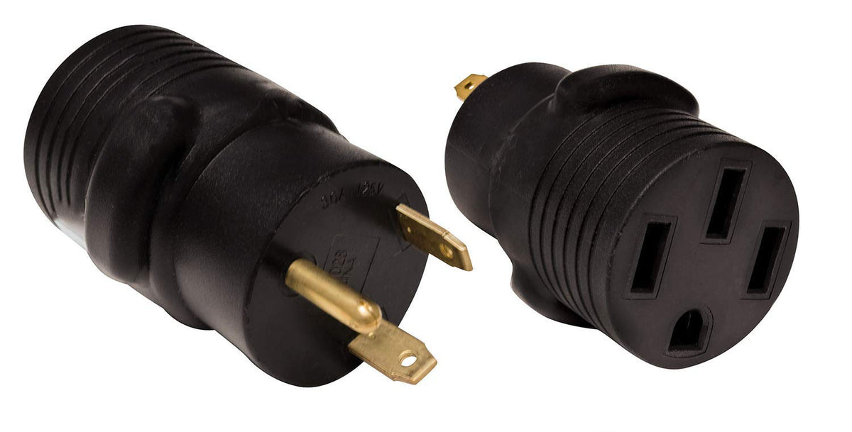 Valterra A10-3050AVP Mighty Cord Adapter Plug - 30AM to 50AF, Black (Carded)