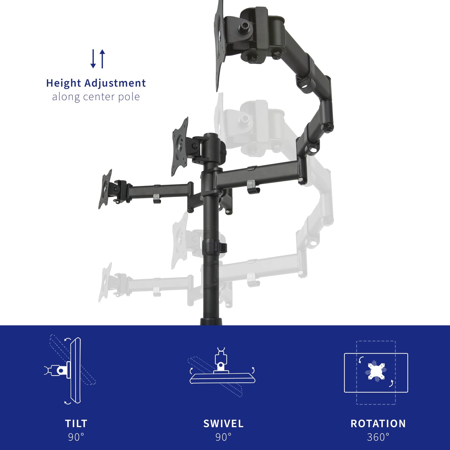 VIVO Triple Monitor Mount Fully Adjustable Desk Free Stand for 3 LCD Screens up to 24 inches STAND-V003P