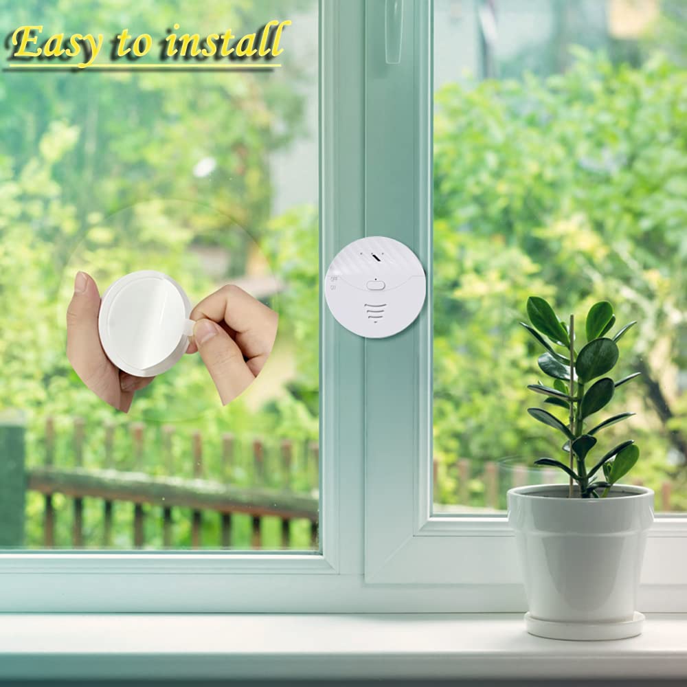 WiFi Window Alarm System, 2 Pack Glass Break Detection with Phone APP, 120dB Smart Alarms with Adjustable Vibration Sensor for Car,Home Security