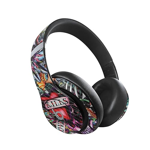 MightySkins Carbon Fiber Skin Compatible with Beats Studio Pro - Old School Tattoo | Protective, Durable Textured Carbon Fiber Finish | Easy to Apply