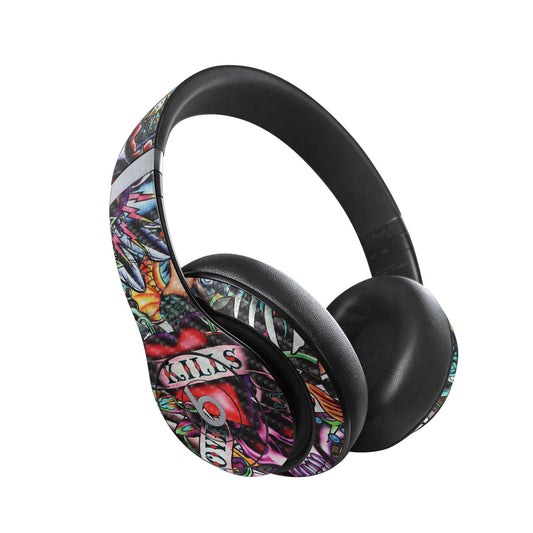 MightySkins Carbon Fiber Skin Compatible with Beats Studio Pro - Old School Tattoo | Protective, Durable Textured Carbon Fiber Finish | Easy to Apply