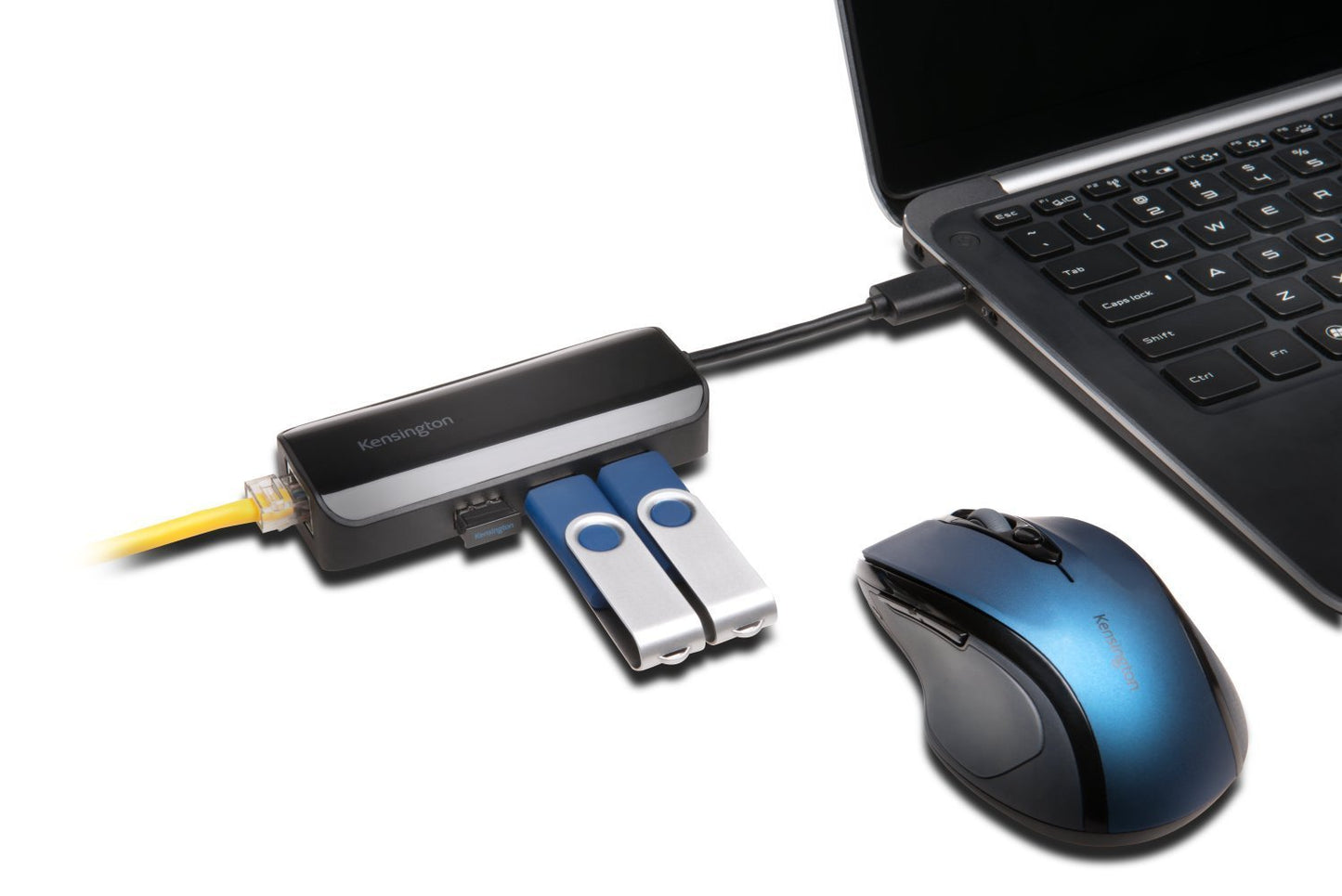 Kensington UA3000E 3.0 to 10/100 Fast Ethernet Adapter with 3 USB Ports (K33982WW)