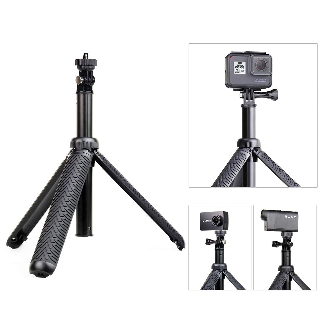 Extendable Selfie Stick/Handgrip/Monopod/Tripod for GoPro Hero 13 12 11 10 9 8 7 6 5 4 3 2 Session 2018, ACASO, EK5000 EK7000/SJCAM SJ4000 SJ500
