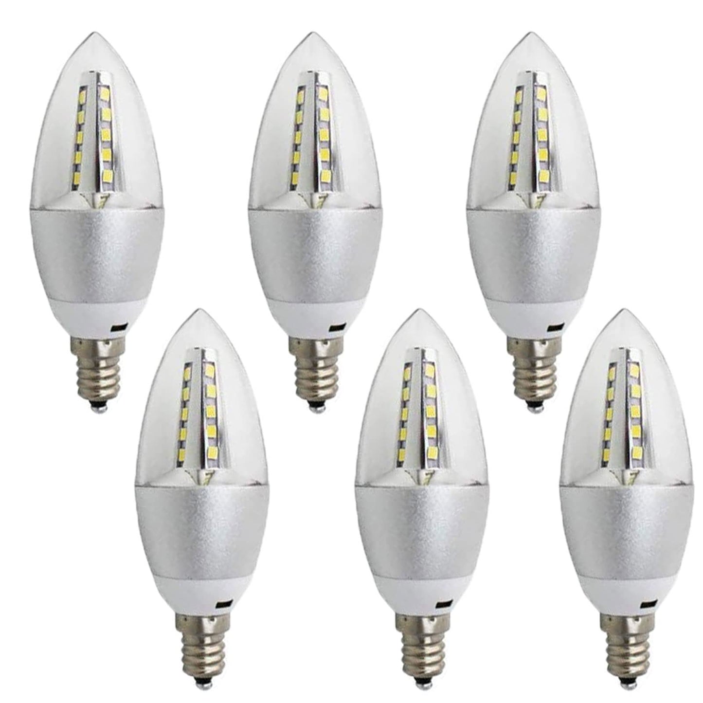 E12 LED Candelabra Bulbs 5W AC85-265V E12 LED Lights Bulbs Cool White 6000K Chandelier Light Bulbs 60-Watt Candles Equivalent Lights Bulbs for Ceiling