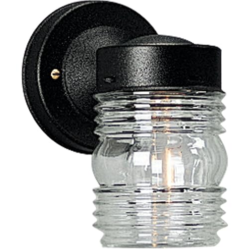 Progress Lighting 1-Light Clear Glass Traditional Outdoor Wall Lantern Light Textured Black