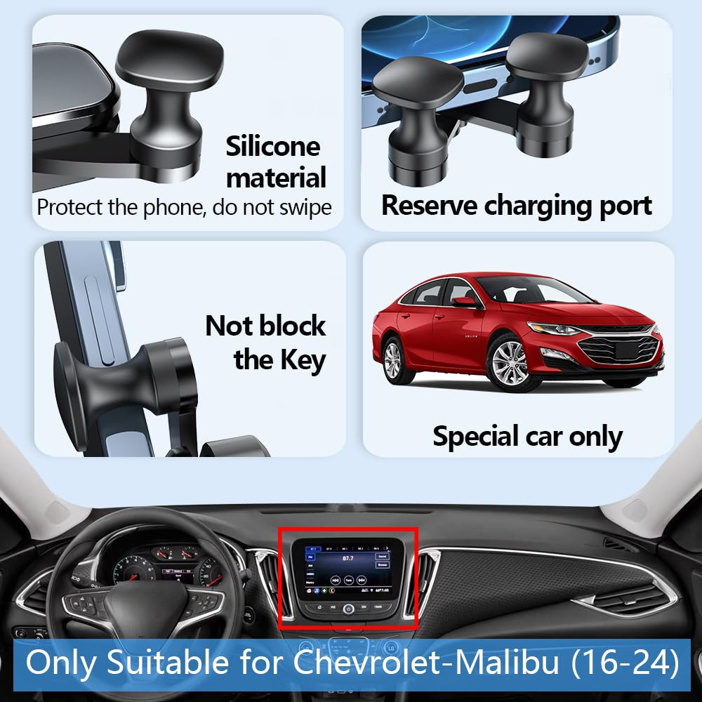 LUNQIN Car Phone Holder for Chevy Chevrolet Malibu 2016 2017 2018 2019 2020 2021 2022 2023 2024 Auto Accessories Navigation Screen Bracket Interior