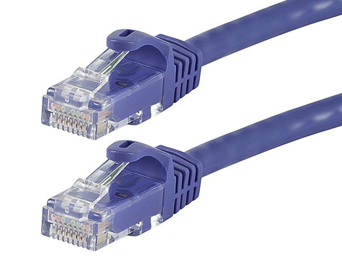 Monoprice Cat6 Ethernet Patch Cable - RJ45, Stranded, 550Mhz, UTP, Pure Bare Copper Wire, 24AWG, 50 Feet, Purple - Flexboot Series