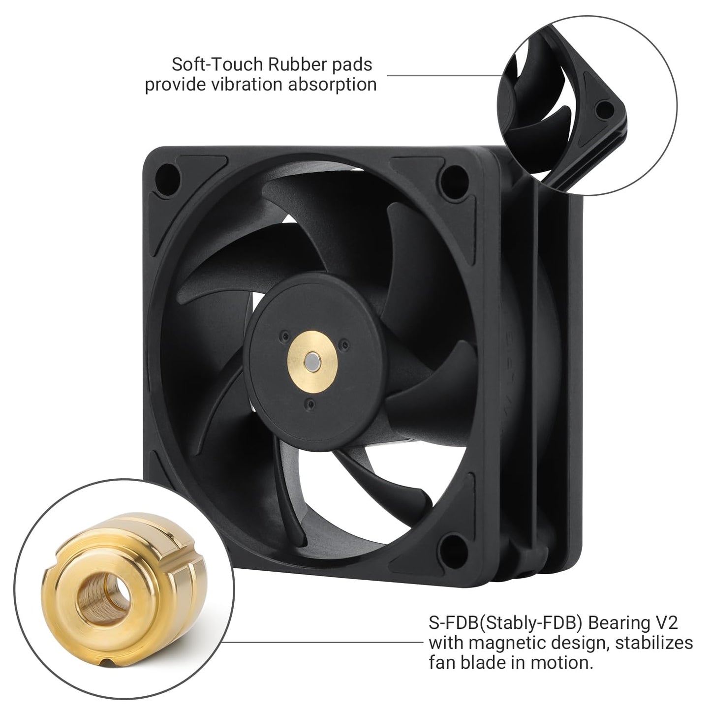 Thermalright TL-B6B 60mm CPU Cooler Fan,Silent Computer Case Fan,6025 Case Cooling,DC 12V CPU Mute Cooling, 3200RPM Speed, Low Noise 20.17dba(Black)