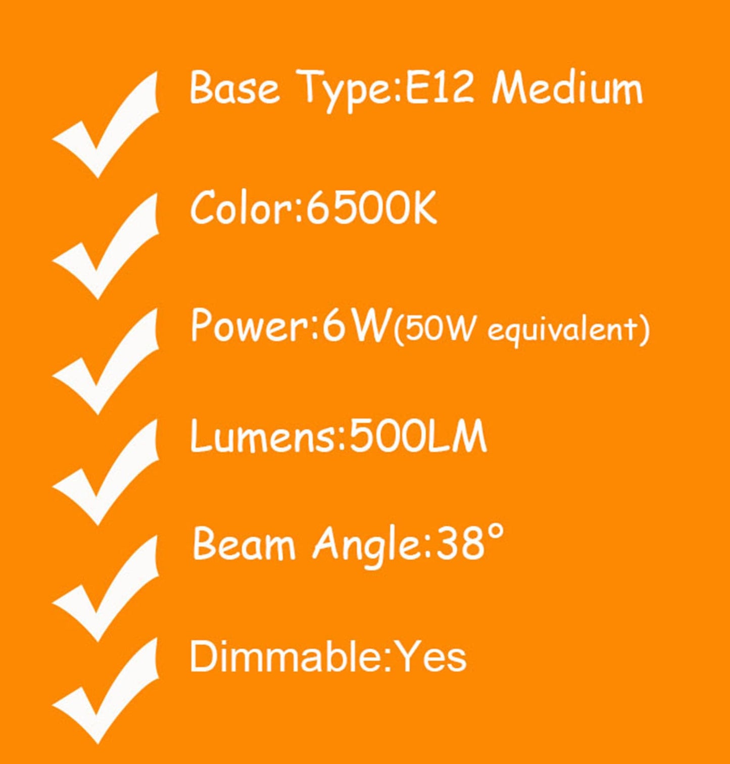 yayutelight PAR16 Led Bulb 6W Replace 50W Halogen Light Bulbs, 500LM E12 Base Dimmable for Indoor Lighting (4, Daylight White 6500K)