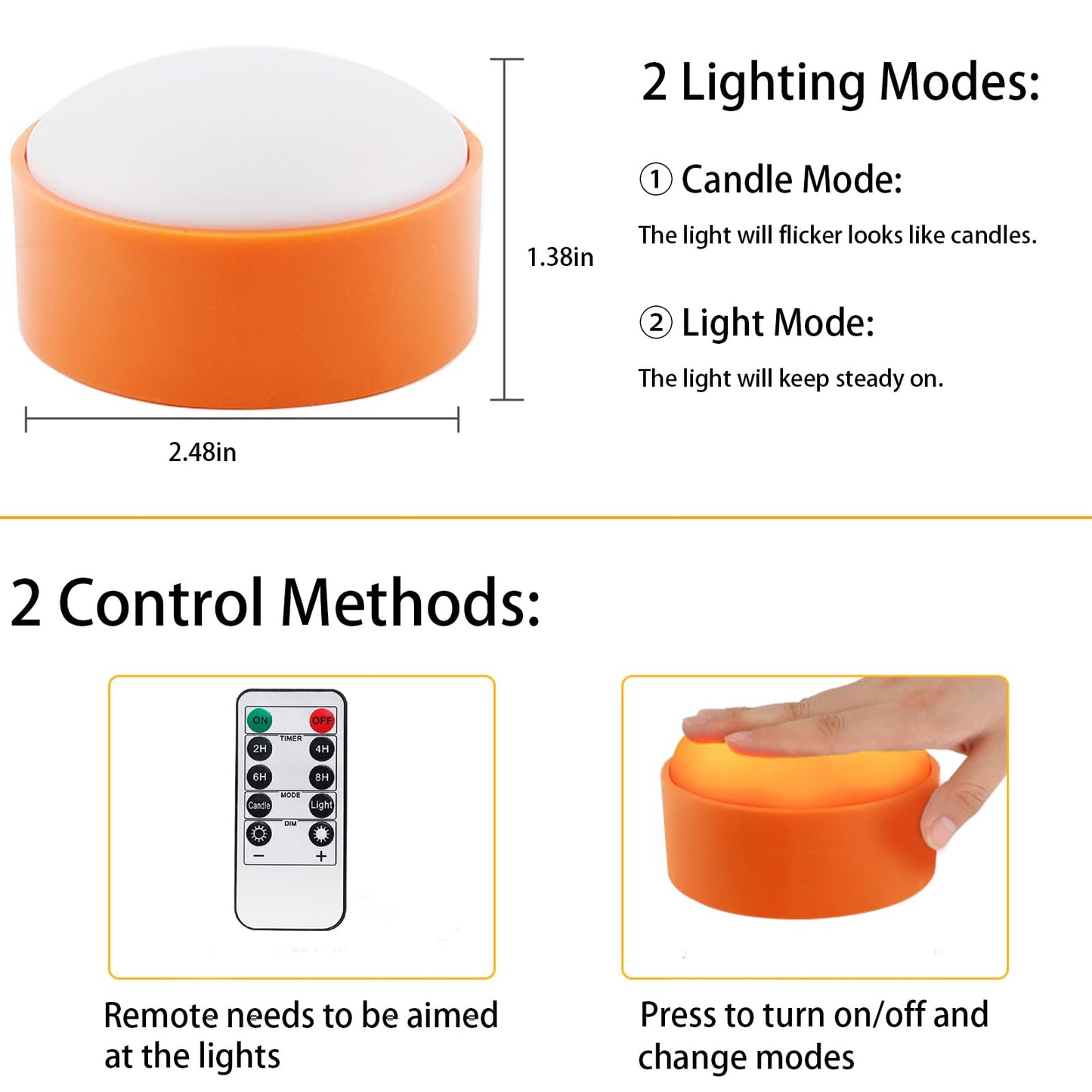 4PCS Halloween Pumpkin Lights with Remote and Timer, Battery Operated Dimmable LED Pumpkin Lights for Lighting up Jack-O-Lantern Pumpkins, Flickering