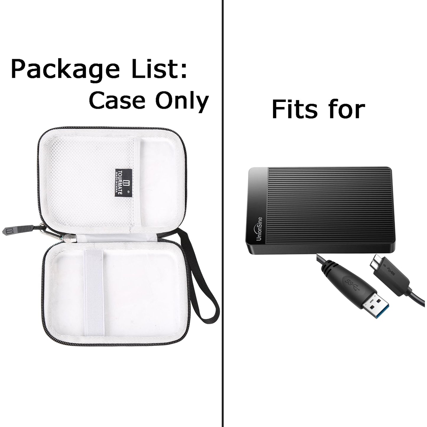 Tourmate Storage Case for UnionSine 250GB 2.5" Portable External Hard Drive, Protective Carrying Storage Bag (Only Case)