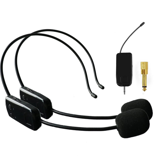 Wireless Microphone System for 2 People, 2.4G Dual Wireless Headset Mics Ideal for Speakers, Voice Amplifier, PA System, Teacher, Tour Guides, Fitness