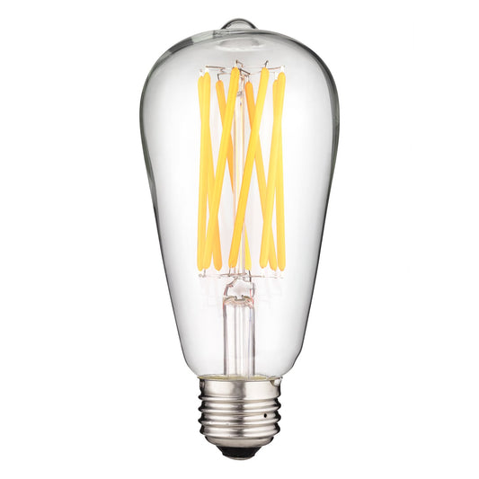 Sunlite 80891-SU LED Filament S19 Edison Style Light Bulb 8 (60W Equivalent) Clear, Dimmable Lightbulb, 27K - Warm White