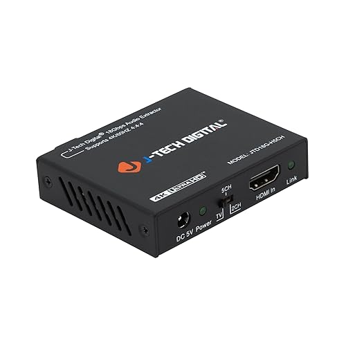 4K 60Hz HDMI Audio Extractor Converter SPDIF + 3.5MM Output Supports HDMI 2.0, HDCP 2.2, 1080P@120Hz, 1080P@144Hz, Dolby Digital/DTS Passthrough CEC