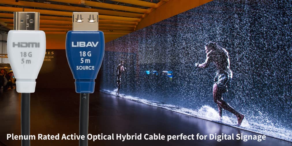 Liberty Halo Active Optical Hybrid 18G Plenum Commercial Grade in-Wall Rated Series High Speed HDMI Cables 5 Meter (15Ft.)