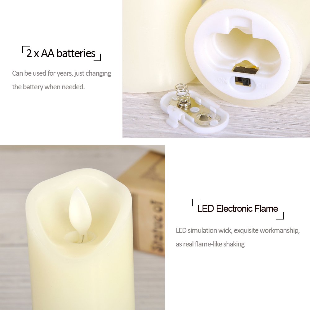 Friengood Flameless Candles Battery Operated LED Pillar Candle Real Wax Flickering Unscented Candles, Height 7", Ivory, Single Pack