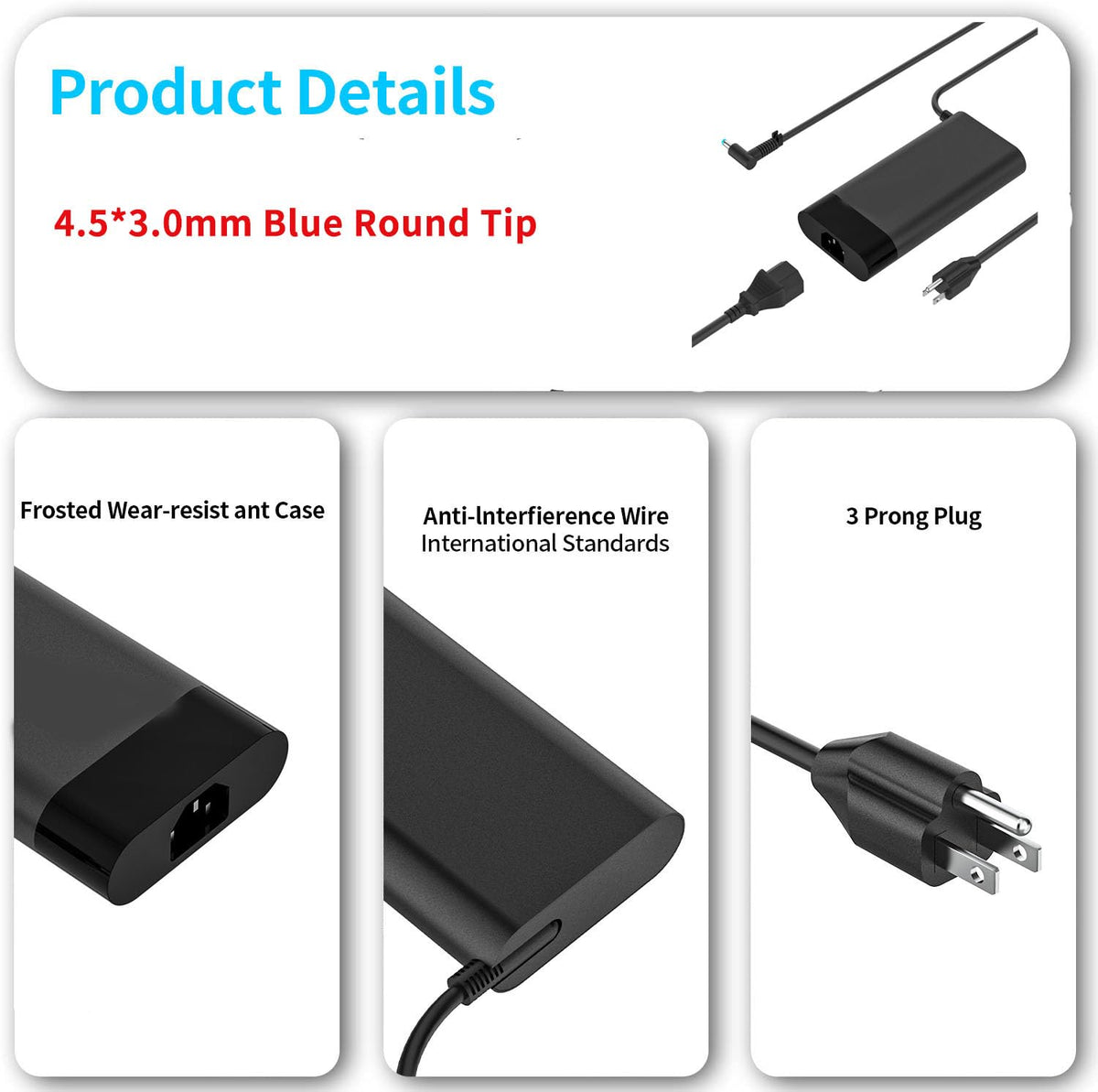 New 230W 4.5mm Blue Tip Charger Compatible with HP Omen 15 16 17 Gaming Laptop Victus 15 16 ZBook Fury 16 G8 G9 G10 M41303-001 TPN-LA10 M35733-001