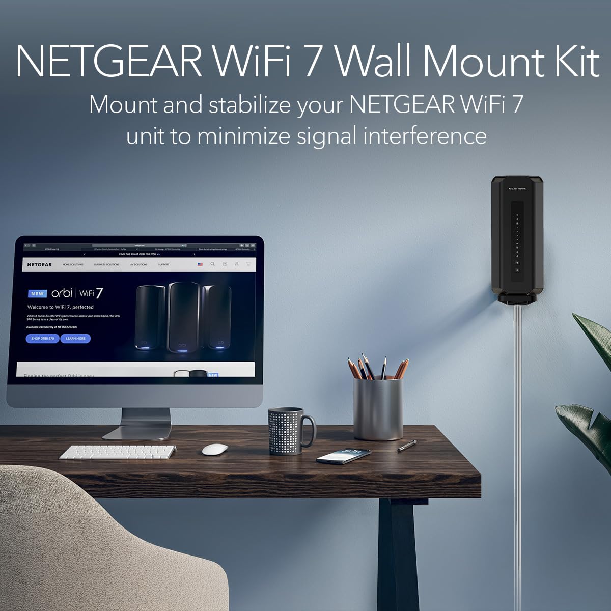 NETGEAR WiFi 7 Wall Mount Kit (RBEWMB-10000S) Compatible with Nighthawk & Orbi WiFi 7 Systems, Black