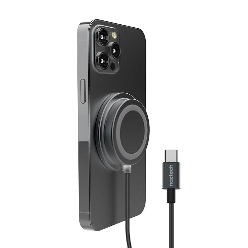 MagSafe Portable Snap-on Magnetic 15W Wireless Fast Charger with USB-C Connector Use As You Charge Universal for iPhone 17/16/15 Galaxy & More [Black]