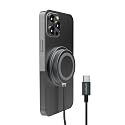 MagSafe Portable Snap-on Magnetic 15W Wireless Fast Charger with USB-C Connector Use As You Charge Universal for iPhone 17/16/15 Galaxy & More [Black]