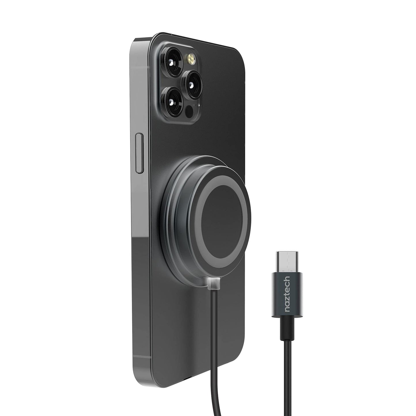MagSafe Portable Snap-on Magnetic 15W Wireless Fast Charger with USB-C Connector Use As You Charge Universal for iPhone 17/16/15 Galaxy & More [Black]