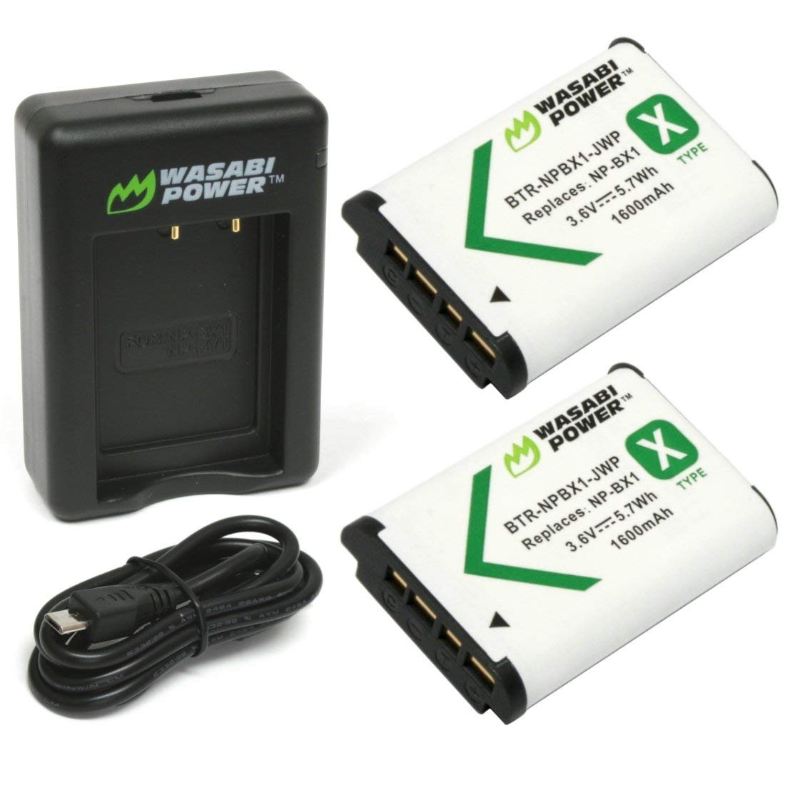Wasabi Power NP-BX1 Battery (2-Pack) and Dual USB Charger for Sony NP-BX1/M8, ZV-1, ZV-1 II, Cyber-Shot DSC-HX95, HX99, HX350, RX1, RX1R II, RX100