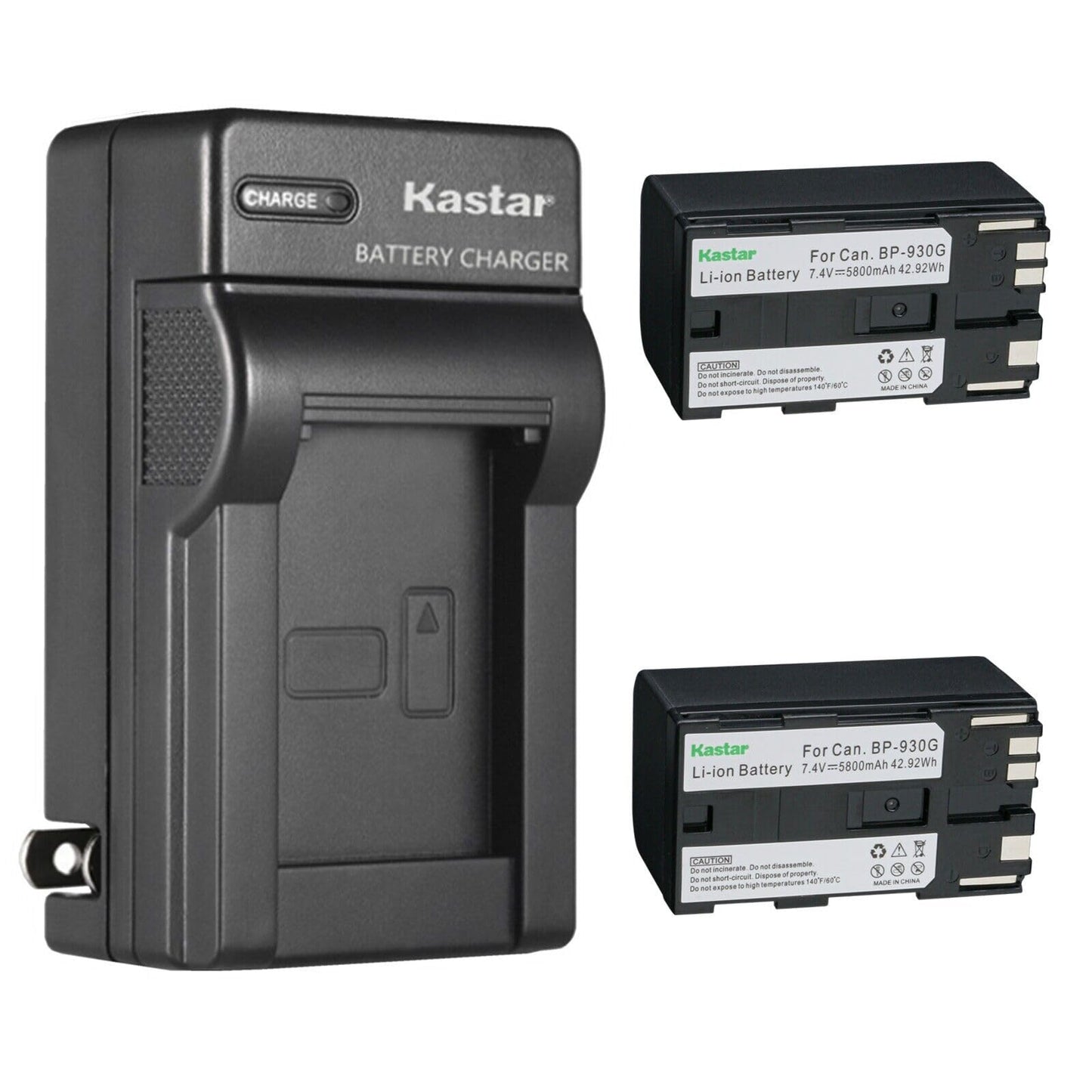 Kastar 2-Pack BP-930G Battery and AC Wall Charger Replacement for Canon ES8000V ES8100V ES8200V ES8400V ES8600 GL1 GL-1 DM-GL1 GL2 GL-2 DM-GL2 UC-X40