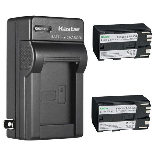 Kastar 2-Pack BP-930G Battery and AC Wall Charger Replacement for Canon ES8000V ES8100V ES8200V ES8400V ES8600 GL1 GL-1 DM-GL1 GL2 GL-2 DM-GL2 UC-X40