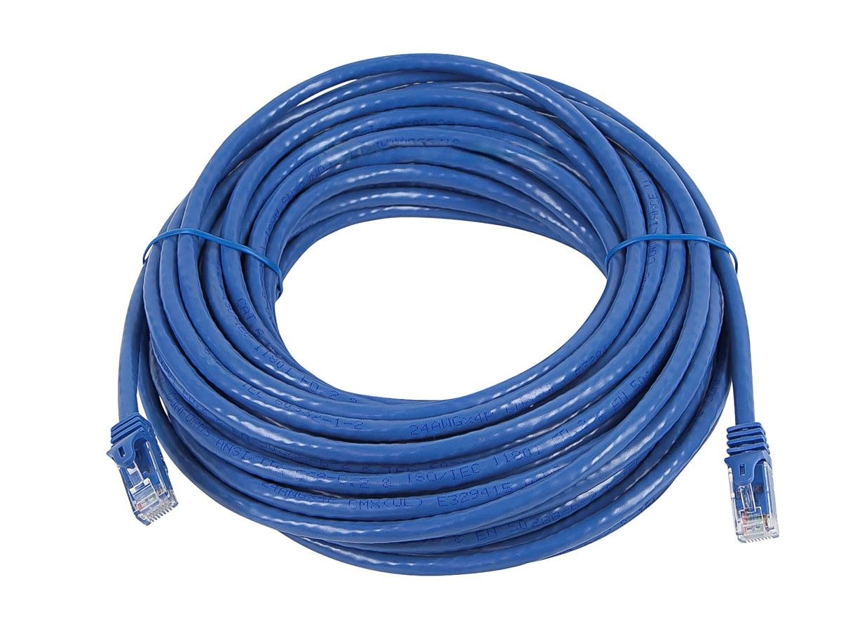 Monoprice Cat6 Ethernet Patch Cable - Snagless RJ45, 24AWG Stranded Pure Bare Copper Wire, 550Mhz, UTP, 50 Feet, Blue - Flexboot Series