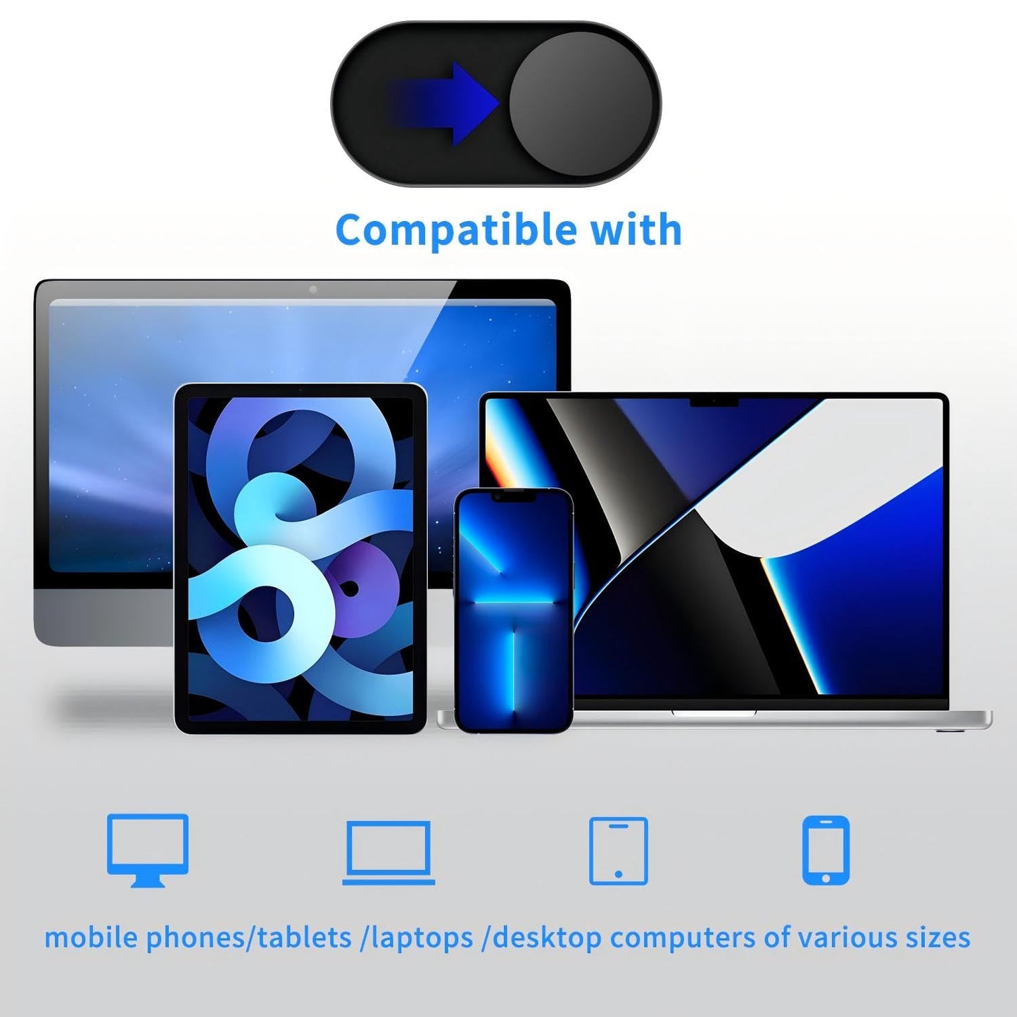 JiSiTeCai Metal Webcam Cover Slide[4 Pack Black], 0.022in Camera Cover for Laptop Computer, MacBook Pro/Air iMac iPad Tablet iPhone 8/7/6 Plus, Web