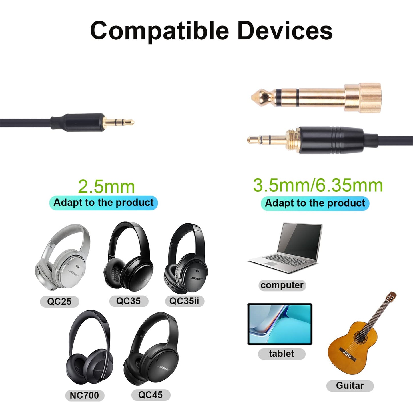 Toxaoii QC45 Coiled Audio Cable, Replacement Audio Cord Compatible with Bose QuietComfort QC 45, QC35 II, QC 35, OE2 OE2i Soundlink SoundTrue…