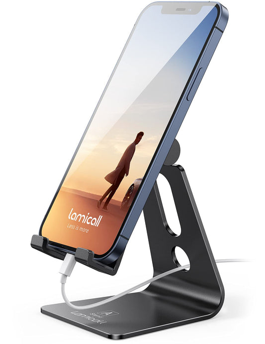 Lamicall Adjustable Cell Phone Stand, Desk Phone Holder, Cradle, Dock, Compatible with iPhone 17 16 15 14 Air Plus Pro Pro Max 13 12 X XS, 4-8"