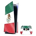 MightySkins Glossy Glitter Gaming Skin for PS5 / PlayStation 5 Bundle - Mexican Flag | Durable High-Gloss Glitter Finish | Easy to Apply and Change