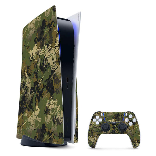 MightySkins Gaming Skin for PS5 / Playstation 5 Bundle - Viper Woodland | Protective Viny wrap | Easy to Apply and Change Style | Made in The USA