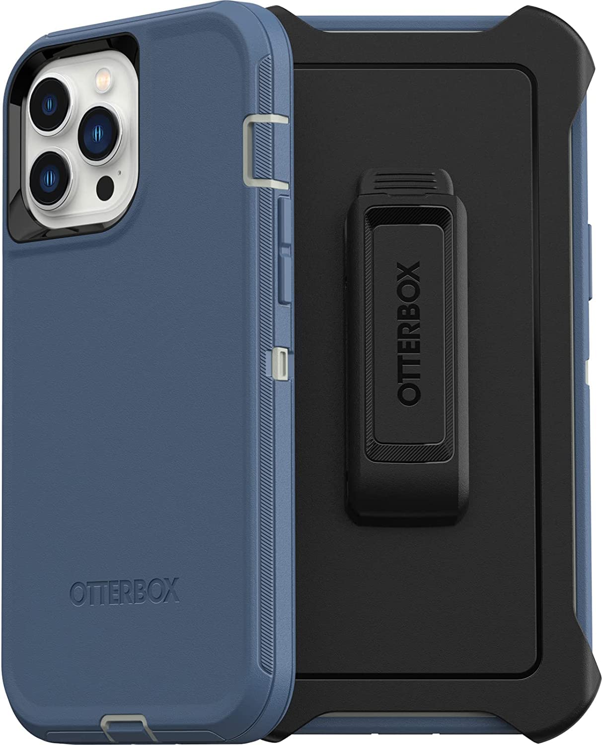 OtterBox iPhone 13 Pro Max & iPhone 12 Pro Max Defender Series Case - Fort Blue, Rugged & Durable, with Port Protection, Includes Holster Clip