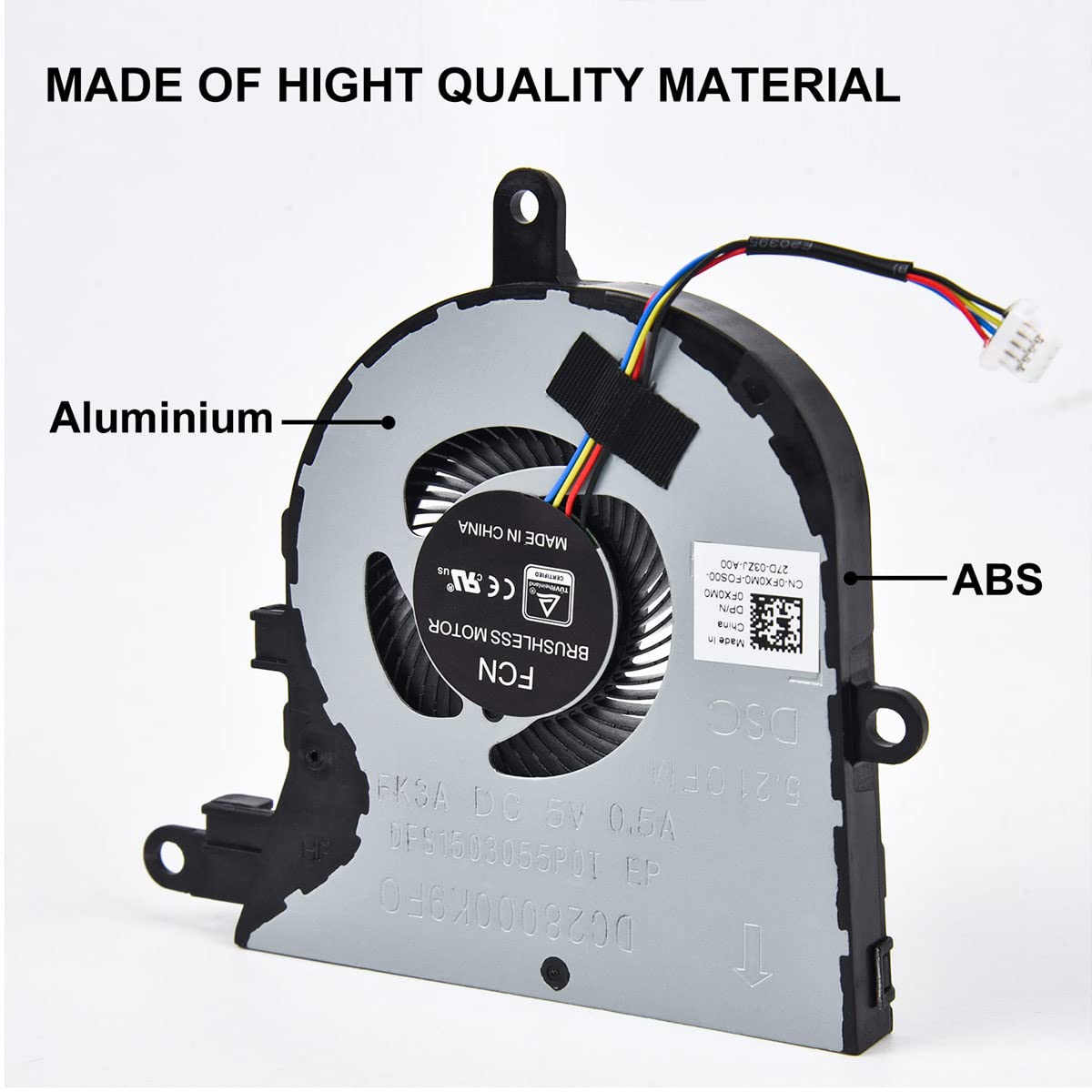 Replacement CPU Cooling Fan for Dell Inspiron 17 5770 5775 3790 3793 / Inspiron 15 5570 5575 / Latitude 3590 Series 0FX0M0 DC28000K9D0 DFS1503055P0T