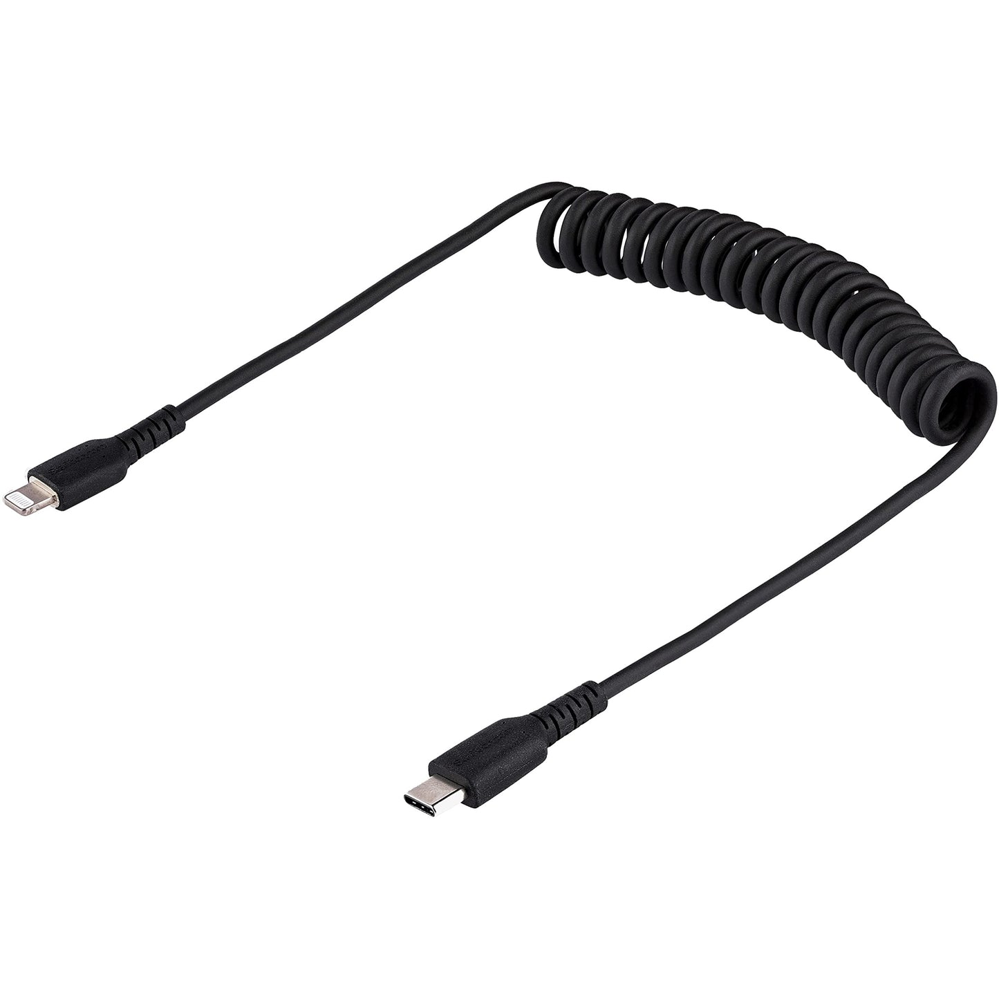 StarTech.com 20in / 50cm USB C to Lightning Cable, MFi Certified, Coiled iPhone Charger Cable, Black, Durable TPE Jacket Aramid Fiber, Heavy Duty…