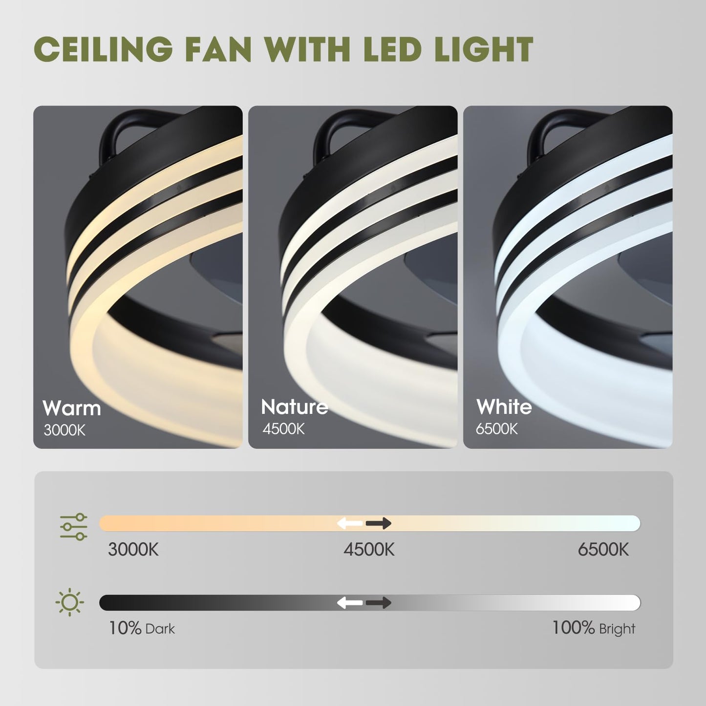 LUDOMIDE Ceiling Fan with Light, Flush Mounted Ceiling Fan with Lights, 6 Wind Speeds Smart Low Profile Fan for Bedroom, Kids Room and Living Room 20"