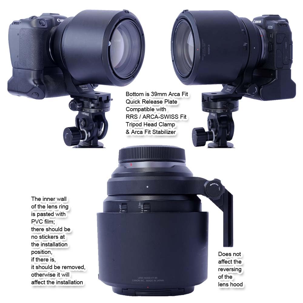 iShoot Lens Collar Tripod Mount Ring Compatible with RF 85mm F1.2L USM DS, Canon RF 85mm F1.2L USM, Support Vertical Shoot, Arca-Swiss Fit Quick